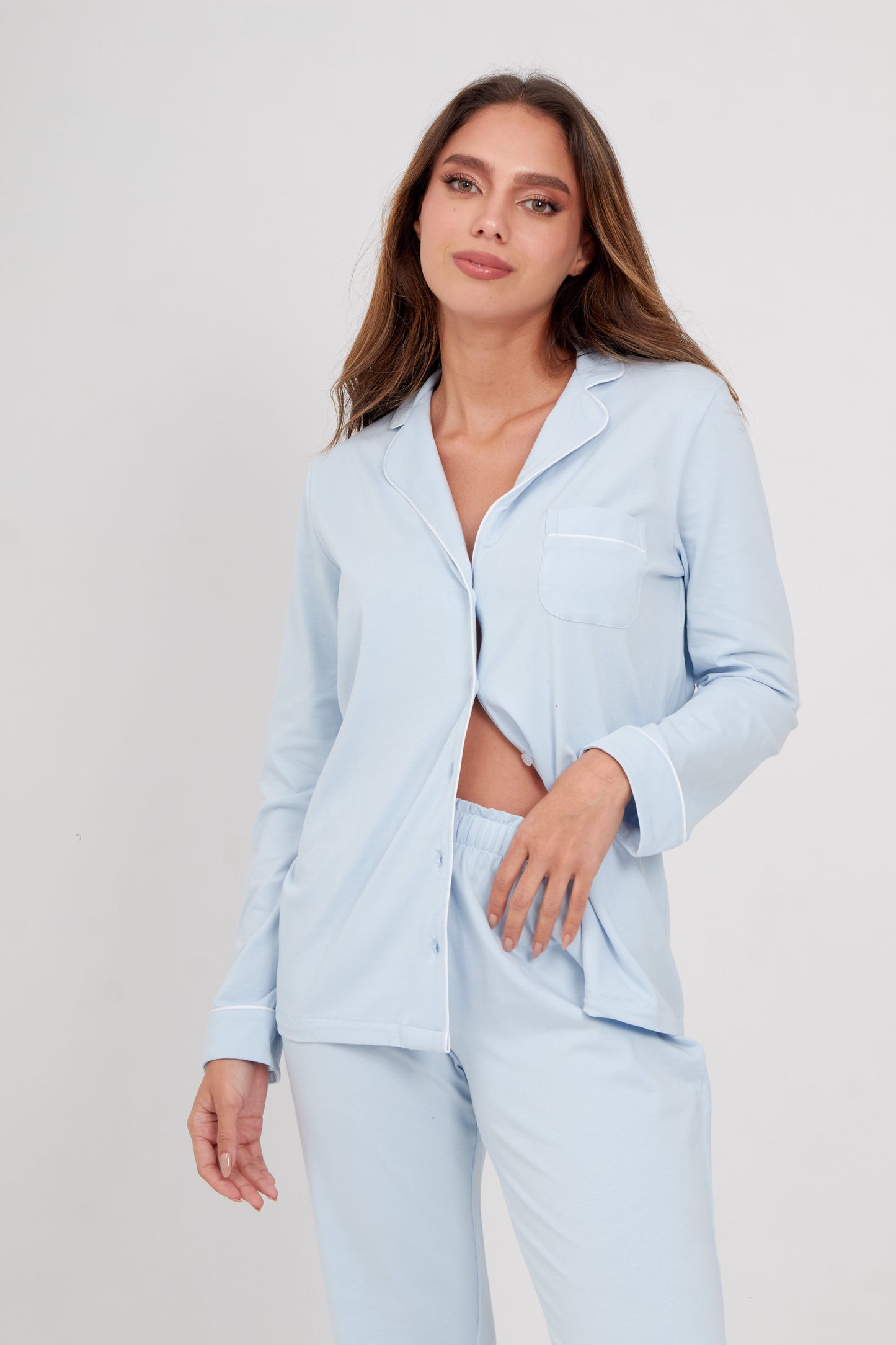 Long Baby Blue Bianca PJ Set