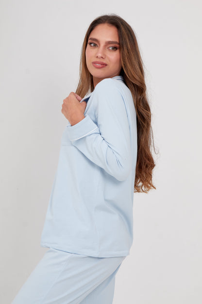 Long Baby Blue Bianca PJ Set