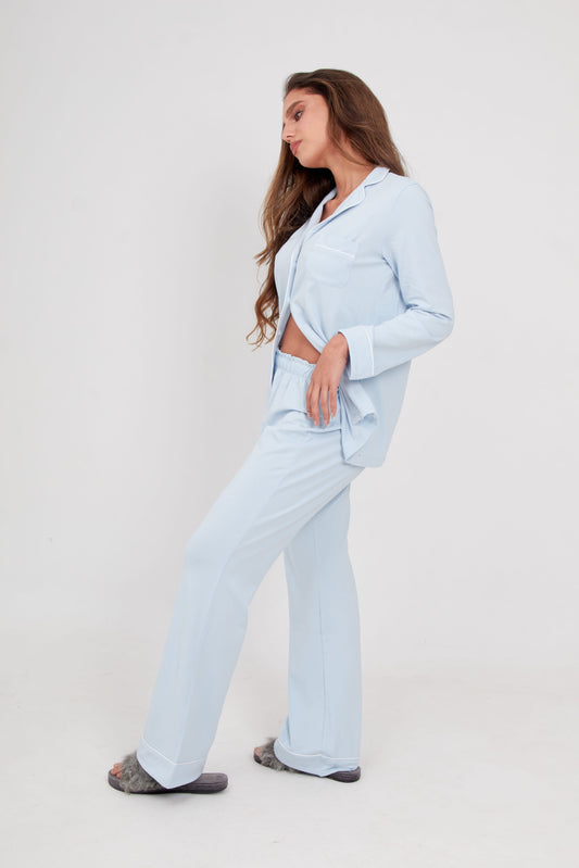 Long Baby Blue Bianca PJ Set