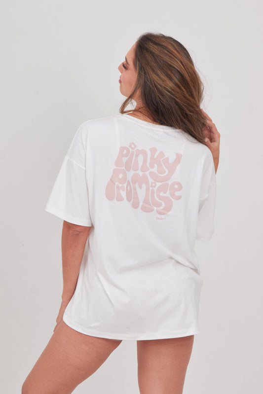 White Oversized Pinky Promise T-shirt