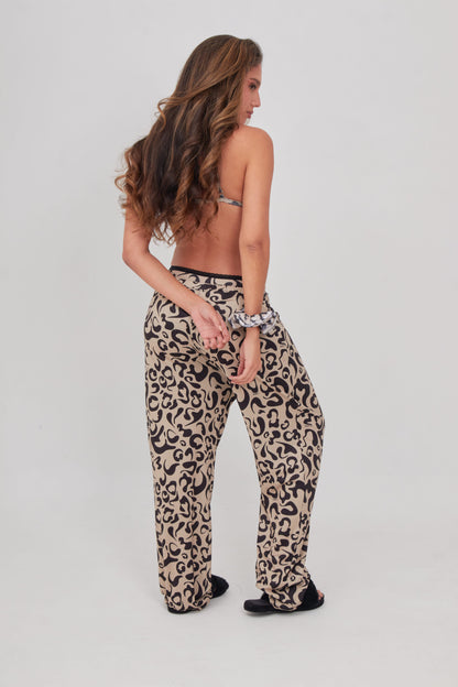 Black Animal Print PJ Pants