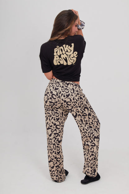 Black Animal Print PJ Pants